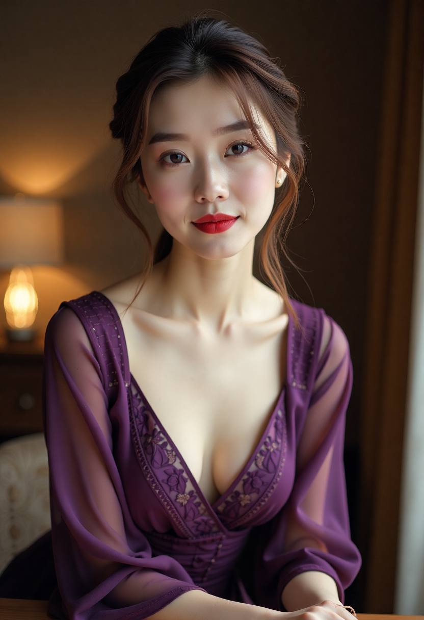 奶奶在厨房展示珍藏多年的围裙